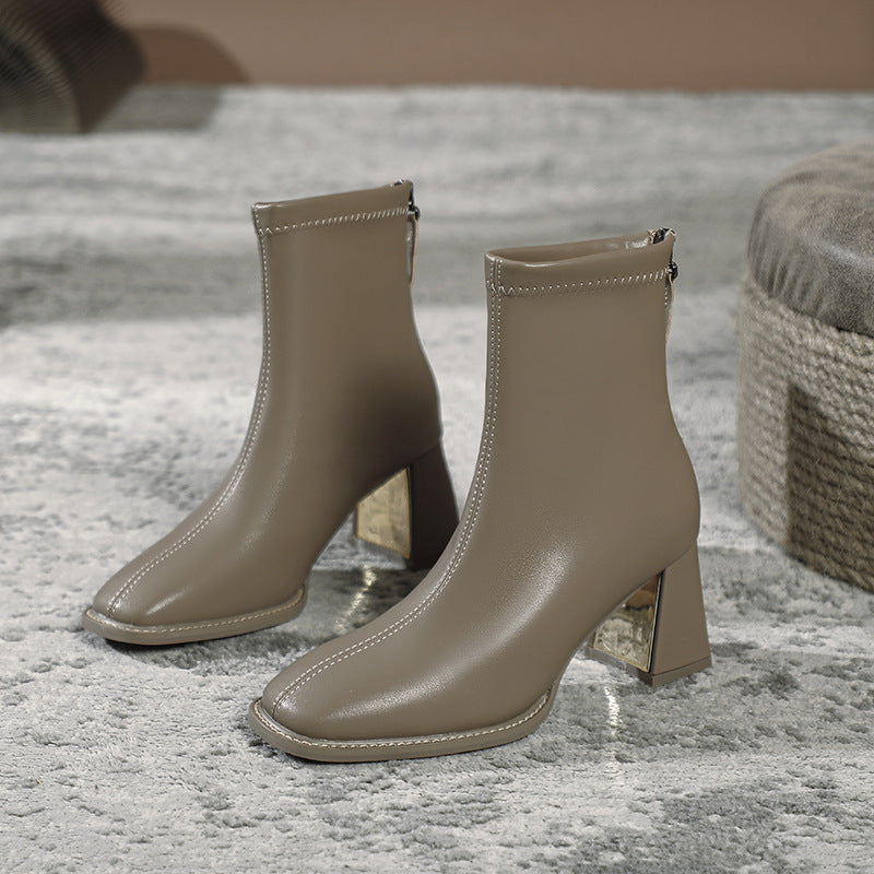 Square Toe Booties Martin Female Skinny Boots