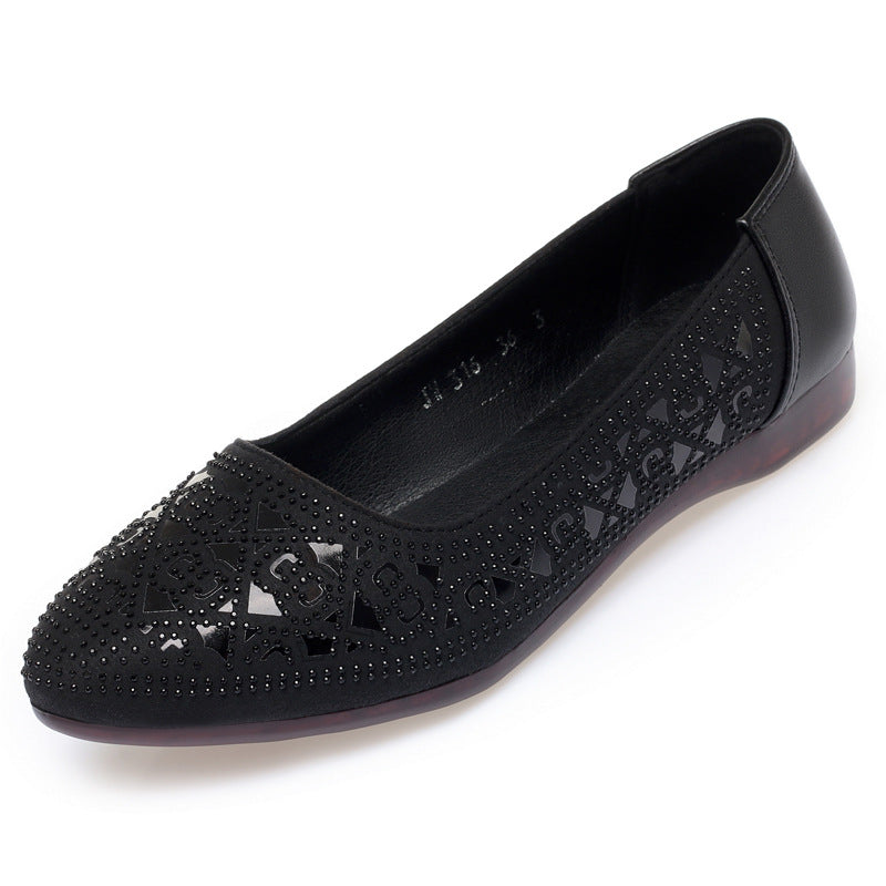 Women's Flat Hollowed Pumps Low Mom Mesh Women's Shoes