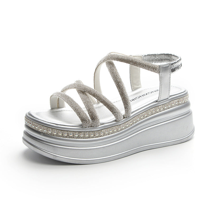 Women's Roman Summer Rhinestone Fashion Platform Height Sandals