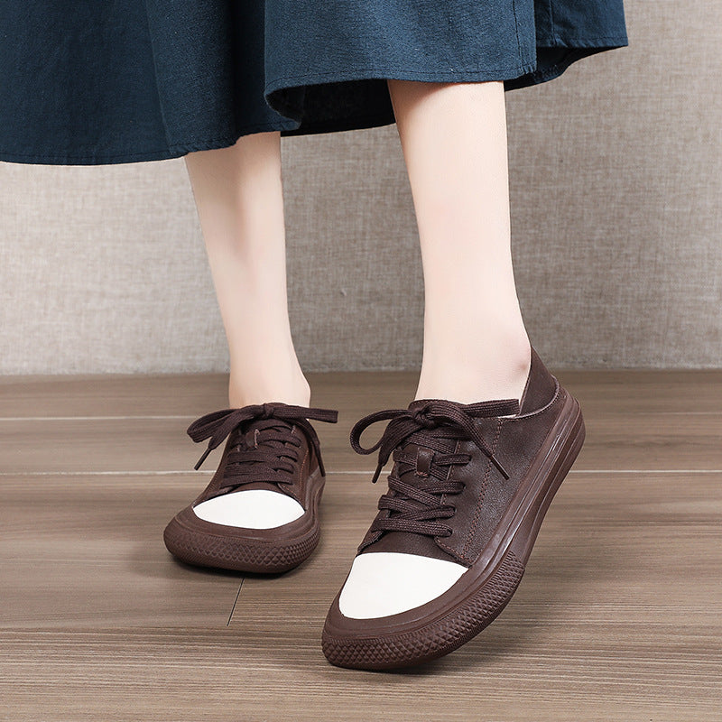 Women's Forest Style Genuine Cowhide Flat Soft Casual Shoes