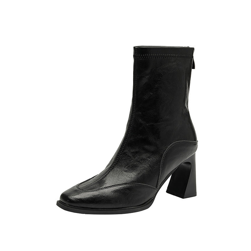 Women's Toe Skinny Short Chunky Vintage Martin Boots