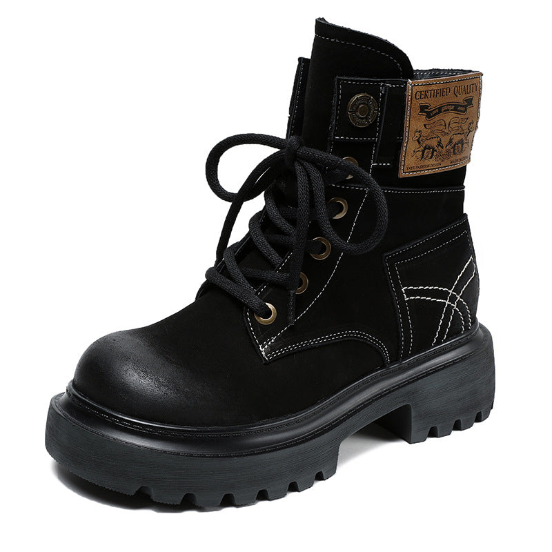 Women's Top Layer Cowhide Martin Retro Fashionable Boots
