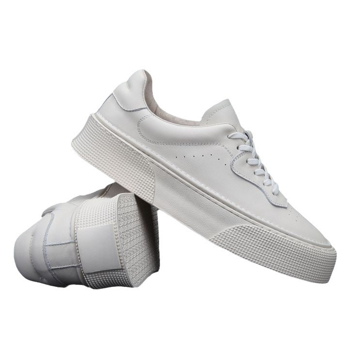 Men's Spring White Genuine Platform Korean Style Sneakers