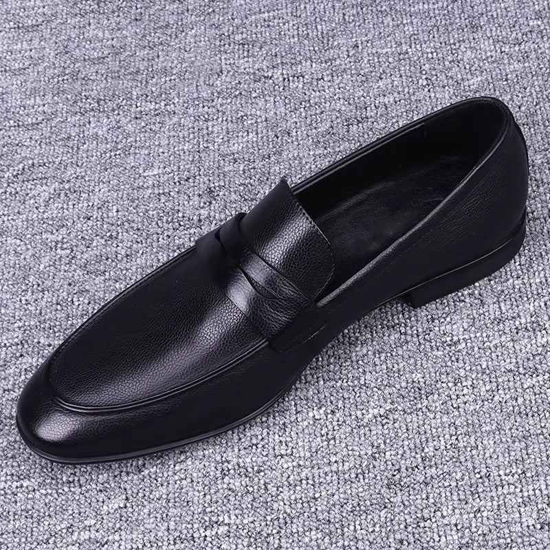 Men's One Pedal Black Genuine Fashion Soft Leather Shoes