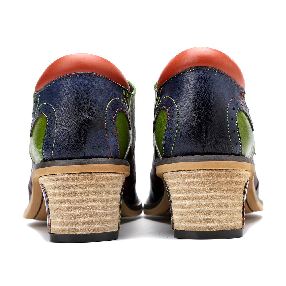 Export Retro Ethnic Style Brock Stitching School Women's Fashion Shoes