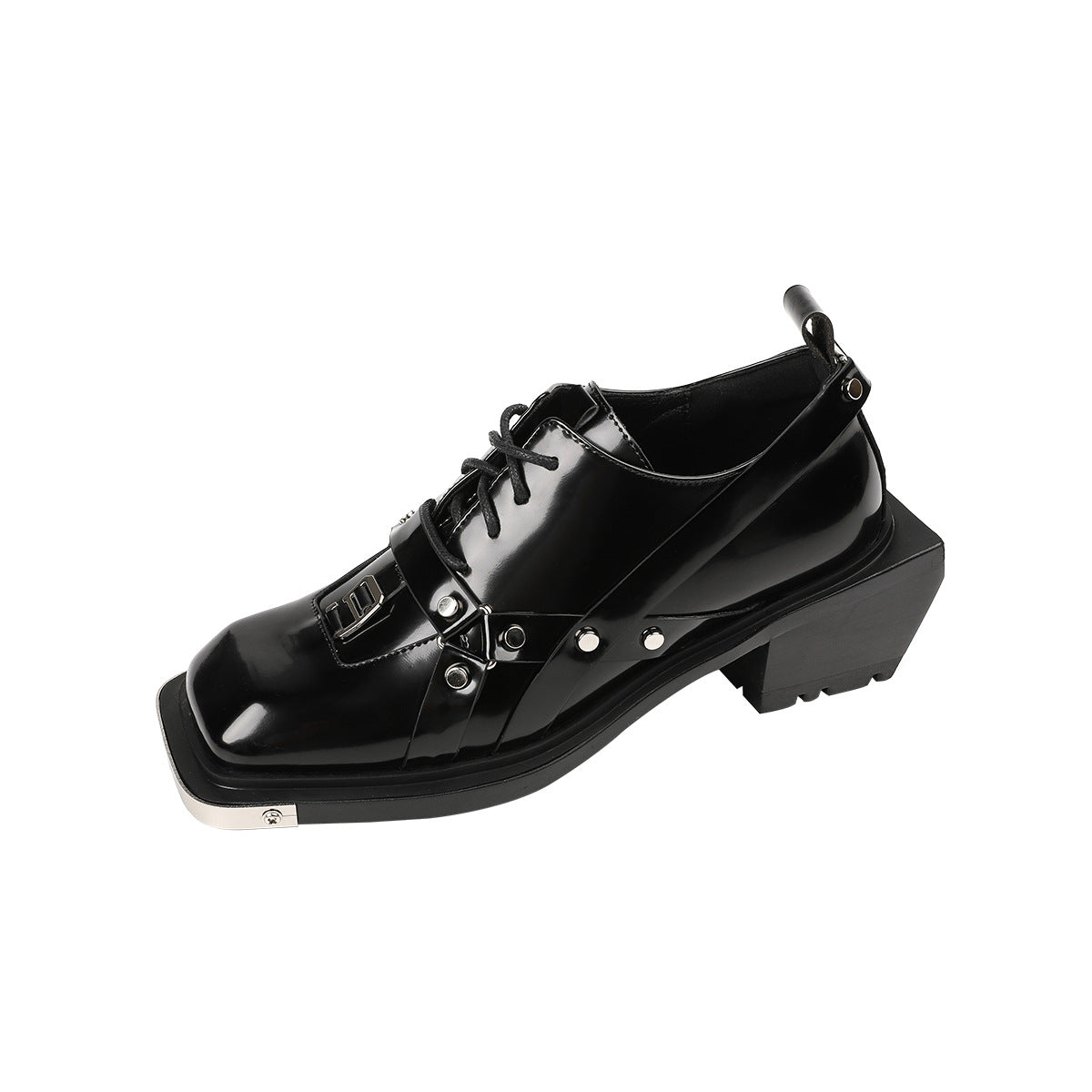 Decorative Square Head Derby Thick With Heels