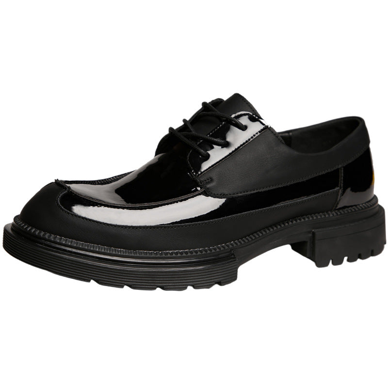 Men's England Style Formal Wear Thick Sole Increased Glossy Leather Shoes