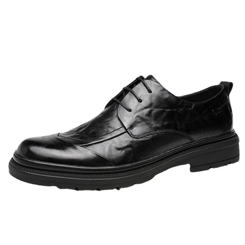 Men's Cowhide Formal Height Increasing Business Derby Leather Shoes