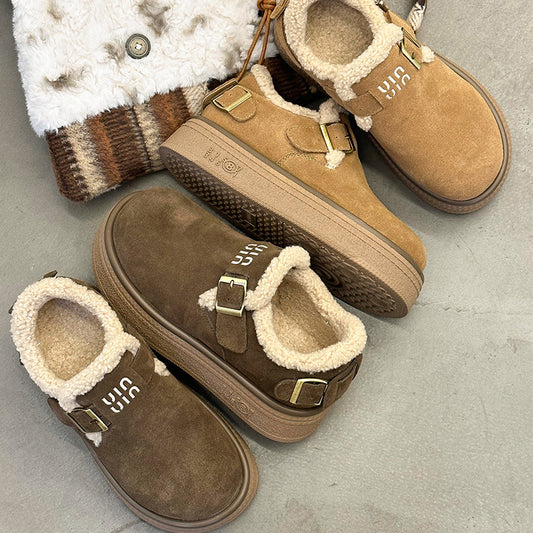 Women's Warm Leisure Cotton Matte Retro Platform Women's Shoes