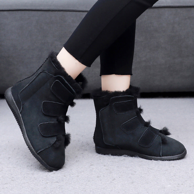 Women's Fur Integrated Lightweight Widened High Instep Gauze Feet Snow Boots