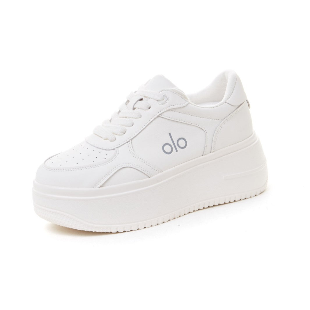 First Layer Cowhide Platform White Summer Trendy Comfortable Heels