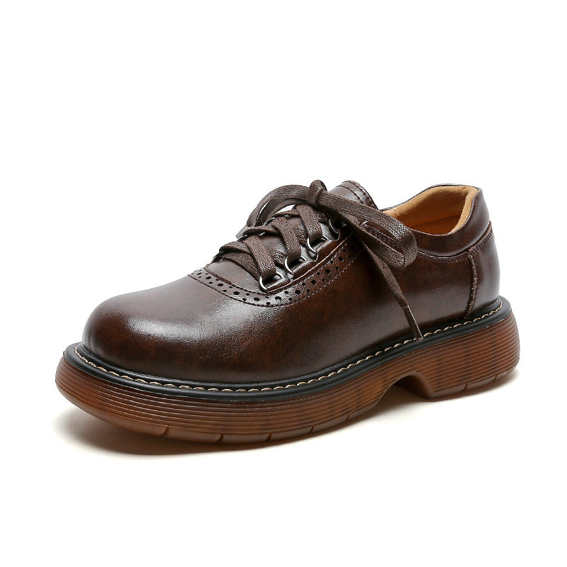 Round Toe Female British Style Single-layer Leather Shoes