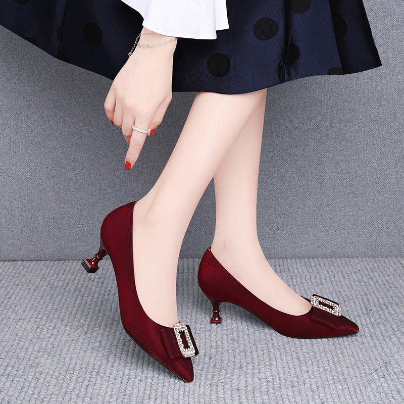 Size Wedding Feet Fat Wide Stiletto Rhinestone Mother Women's Shoes