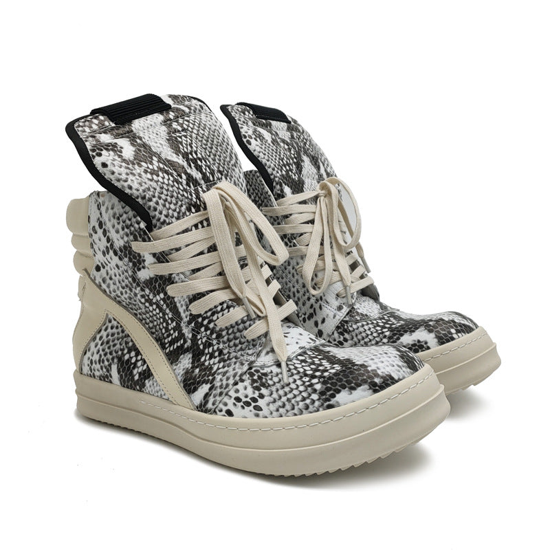 Men's Round Head Thick Bottom Lace Up Sneakers