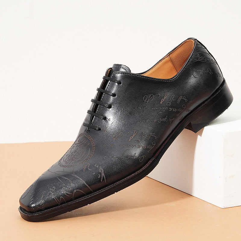 Men's Oxford Inner Cowhide Full British Style Carving Brogue Leather Shoes