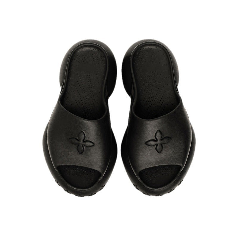 Black Cruciate Flower High Platform Summer Sandals