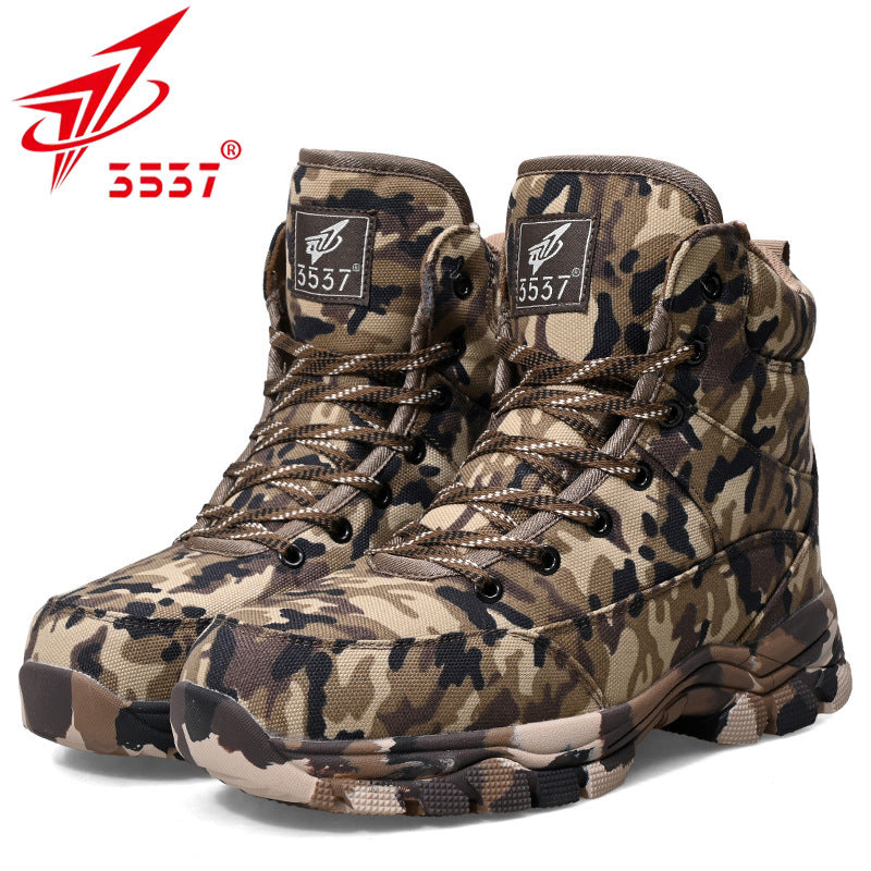 Men's Thickened Outdoor Camouflage Wool Short Snow Boots