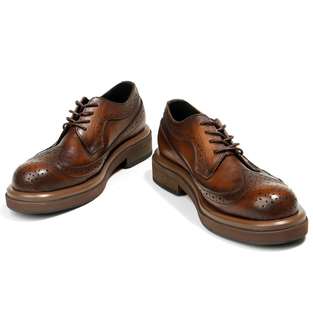 Men's British Fashion First Layer Cowhide Retro Leather Shoes