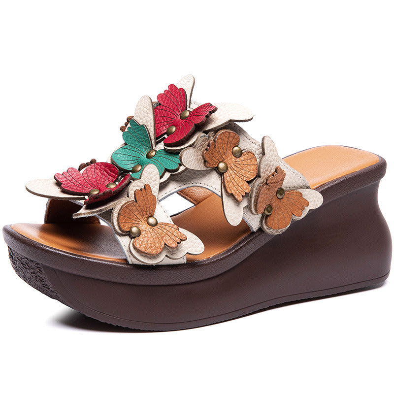 Women's Platform Outdoor Summer Retro Ethnic Style Color Slippers