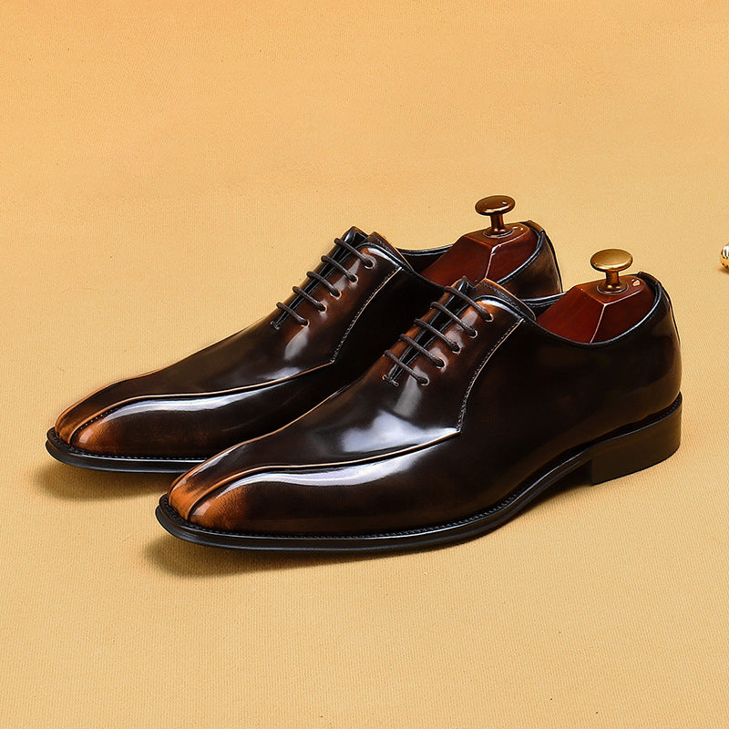 Men's Patent Glossy Business Formal Wear Oxford Leather Shoes