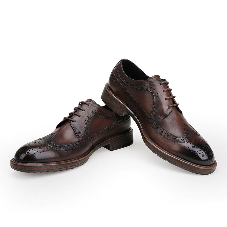 Men's Size Genuine Cattlehide Surface British Style Brogue Business Leather Shoes
