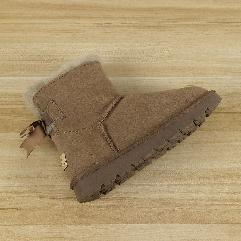 Women's Sheepskin Fur Short Winter Wool Cotton Snow Boots