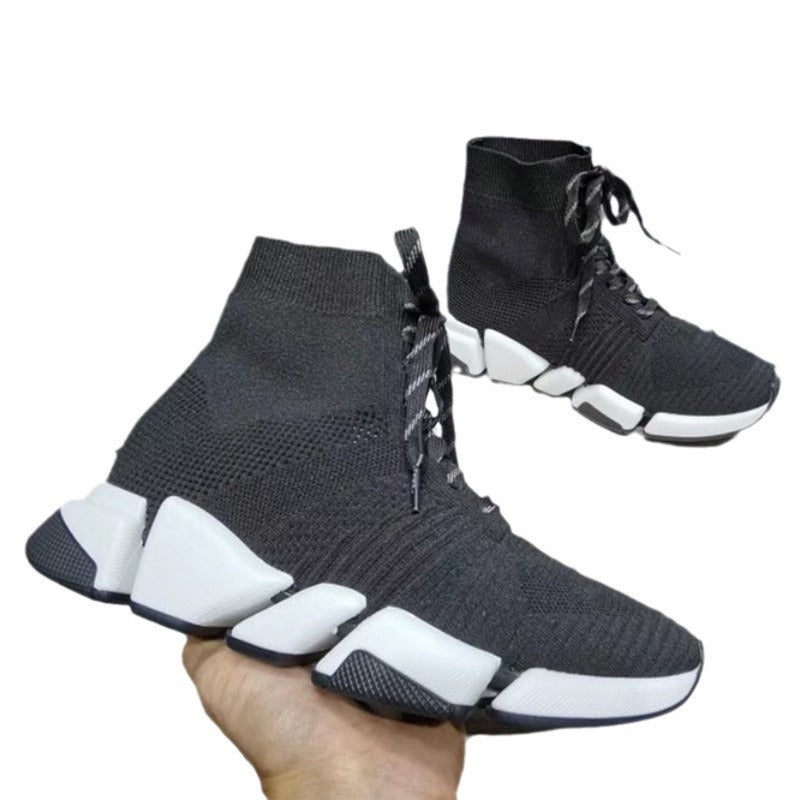 Women's Winter Paris Sock Flat Knitted Letter Sneakers