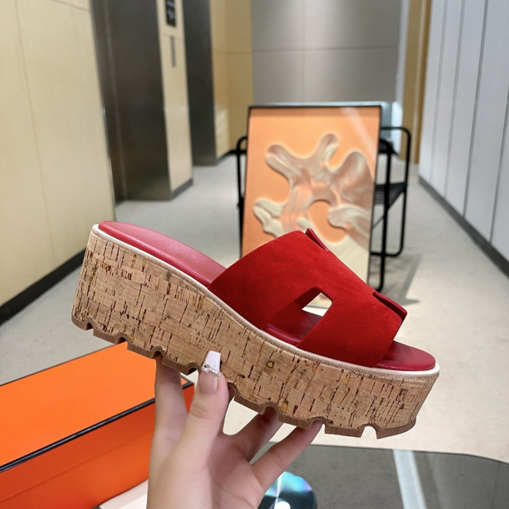 Women's Color Outer Wear High Platform Height Slippers