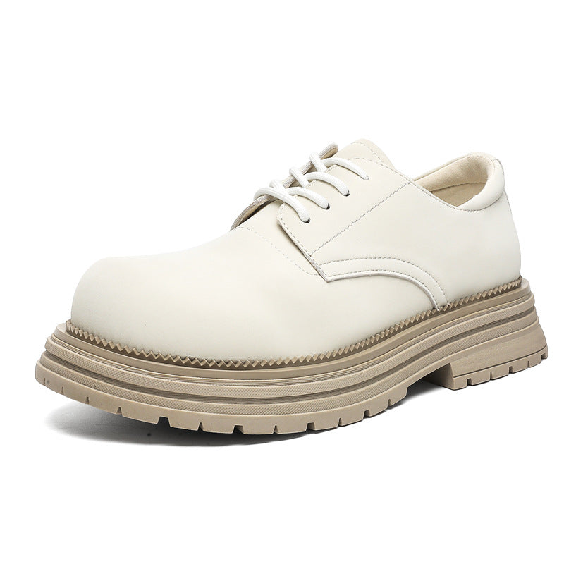 Men's Martin Thick Bottom Increased Derby Retro Distressed Low Top Leather Shoes