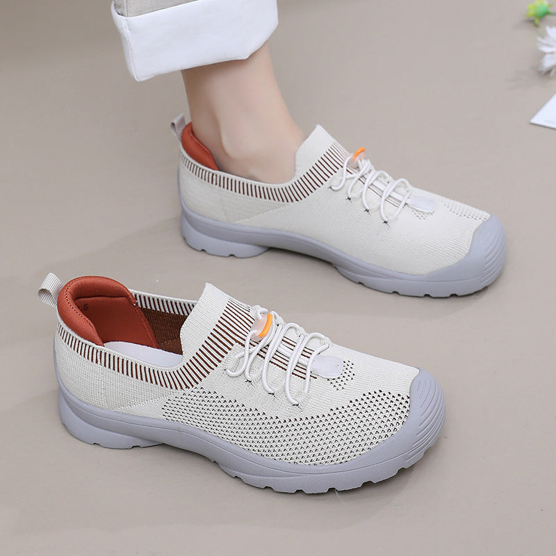 Summer Mesh Surface Soft Bottom Breathable Mom Hollow Casual Shoes