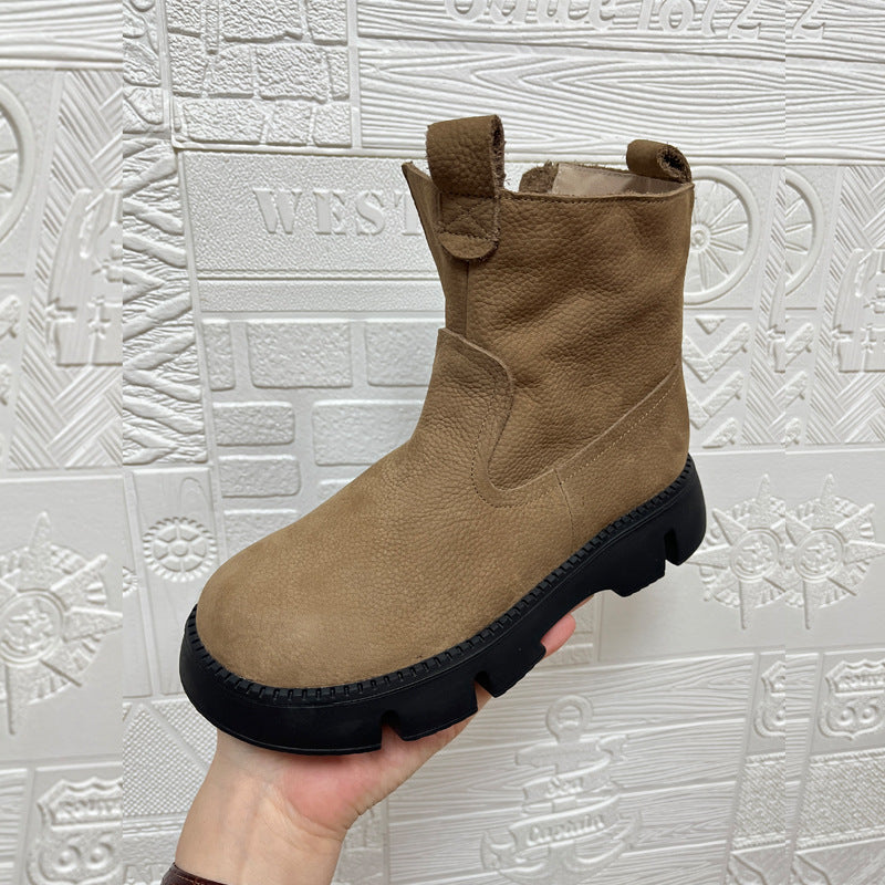 Women's Platinum Thickened Fleece-lined Martin Genuine Thick Snow Boots