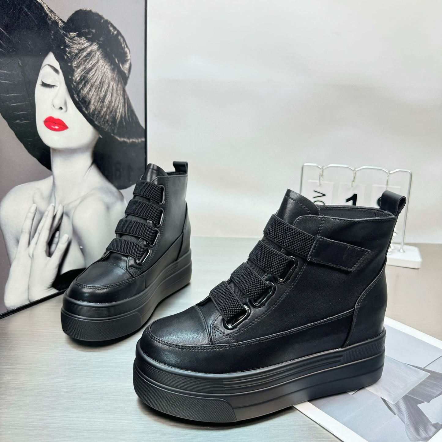 Women's Inner Height Increasing Black Small Tall Women's Shoes