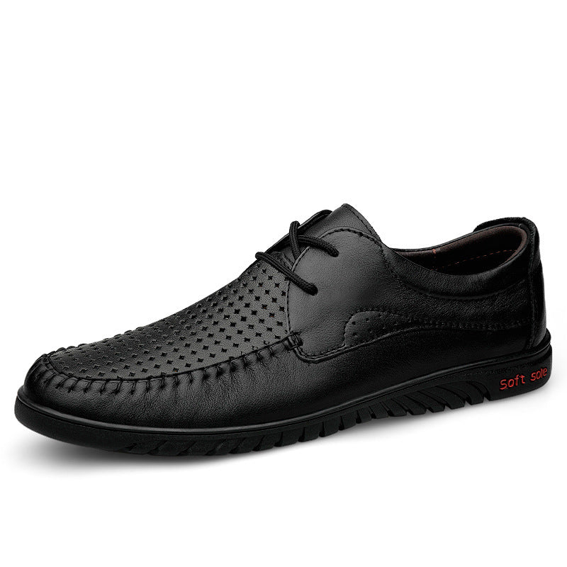 Men's Breathable Trendy Top Layer Cowhide Soft Leather Shoes