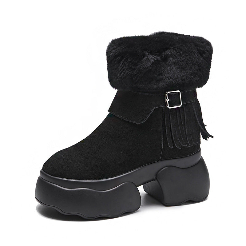 Women's Fur Thick Bottom Mulberry For Winter Short Boots