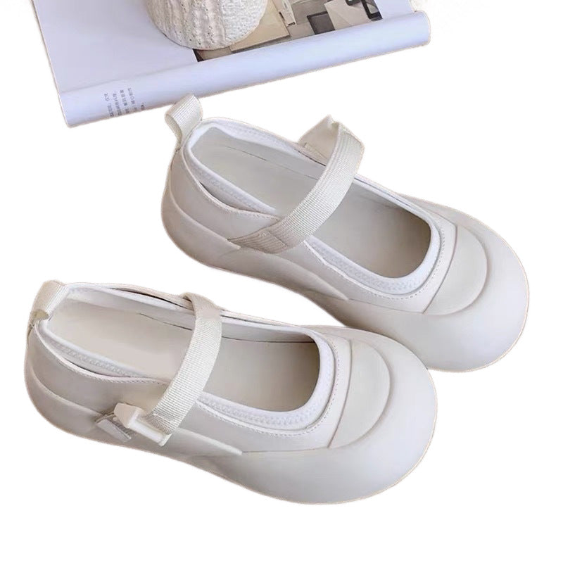Women's Mary Jane Platform White Round Toe Shallow Mouth Women's Casual Shoes