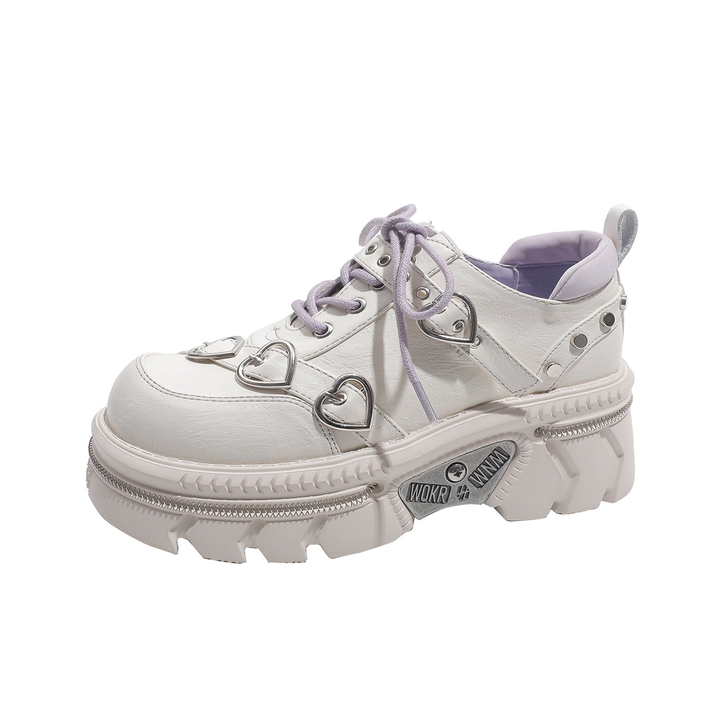 Women's Metal Heart Small Punk Neutral Platform Heightened Women's Casual Shoes