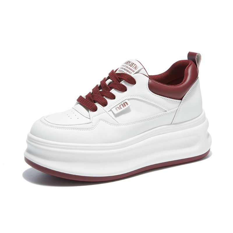 Women's White Autumn Invisible Elevated Board Platform Women's Casual Shoes