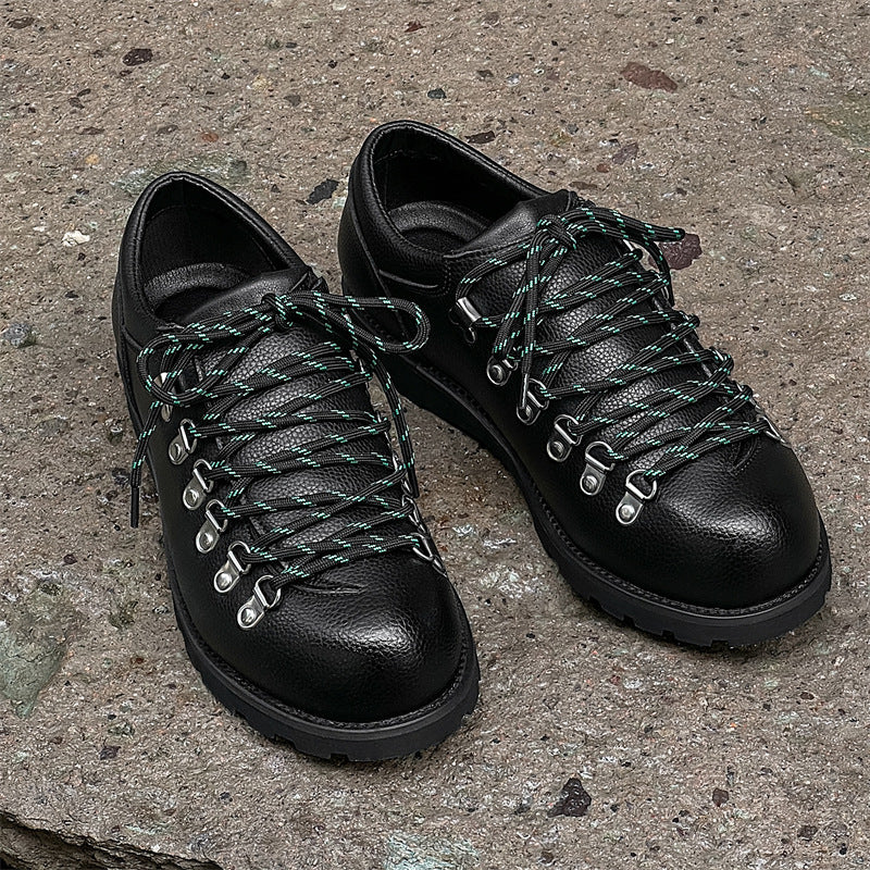 Men's Round Head Lace Up Thin Mountaineering Leather Shoes