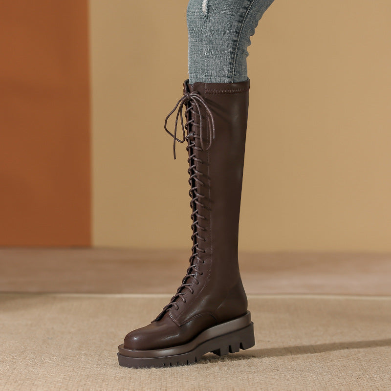 Women's Winter British Style Elastic Platform Below Boots