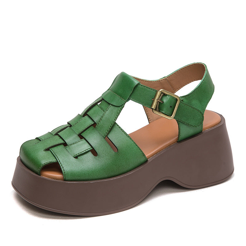 Women's Closed Toe Hand-woven Breathable Platform Top Women's Shoes