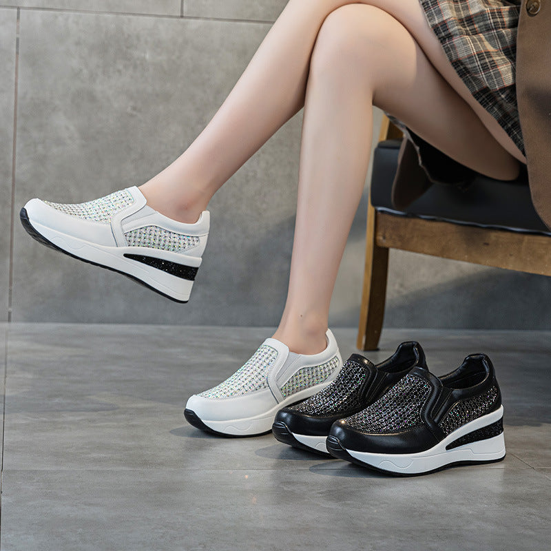 Rhinestone Wedge Female Platform Pumps Lightweight Casual Shoes