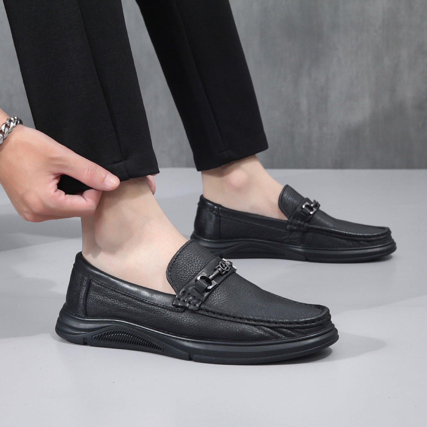 Men's Sheepskin Dad Autumn First Layer Calf Casual Shoes
