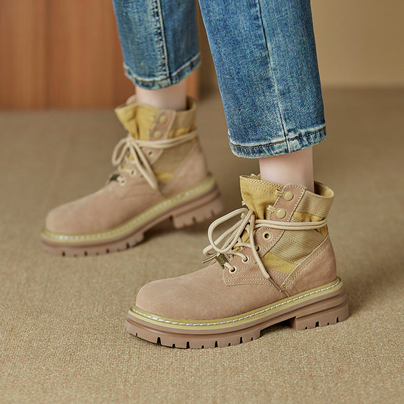 Women's Martin Soft Bottom Retro Cow Suede Boots