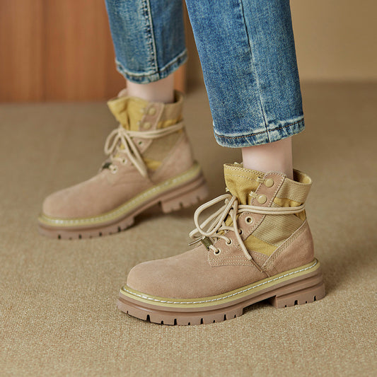 Women's Martin Soft Bottom Retro Cow Suede Boots