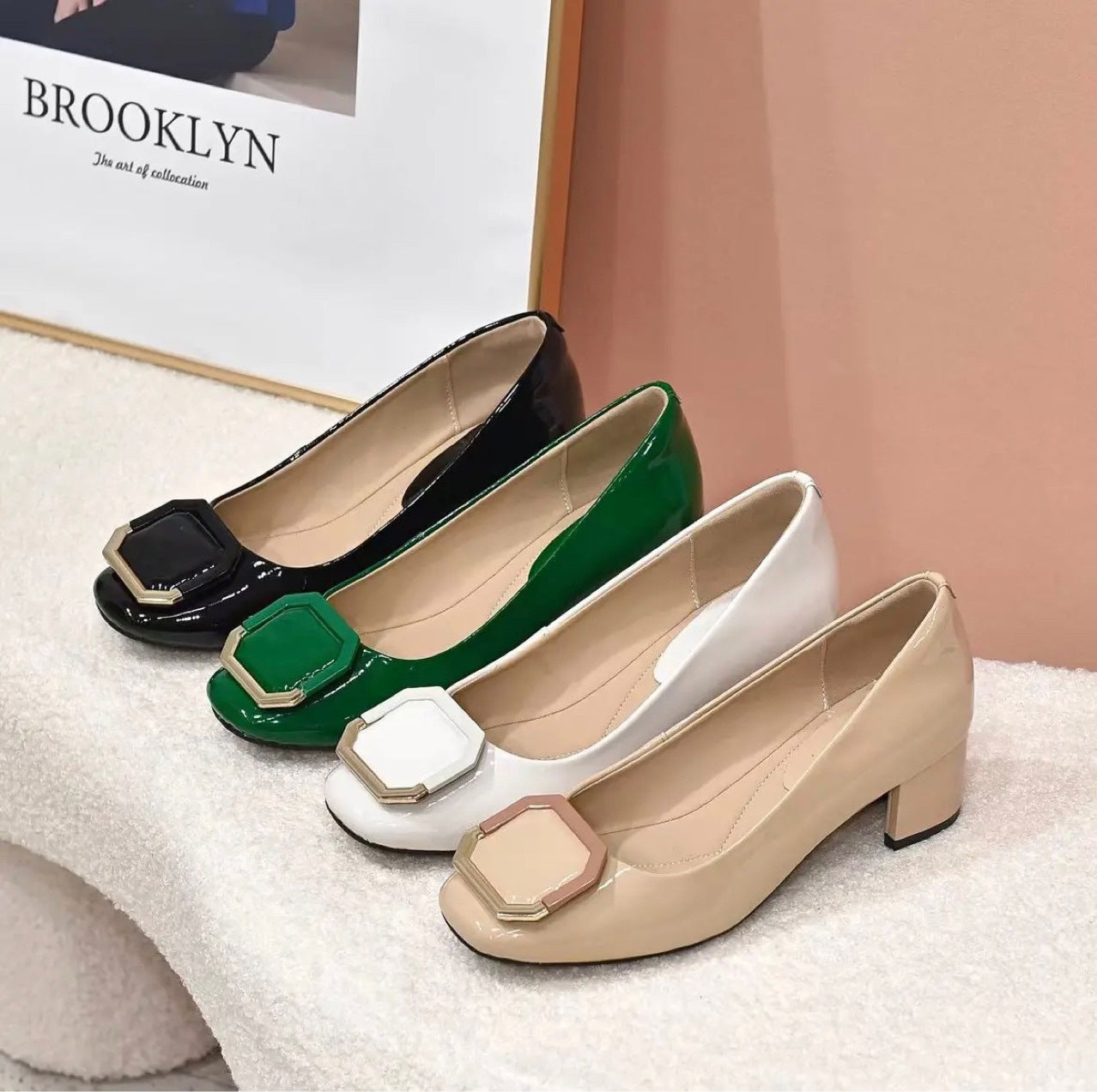 Women's Genuine Low-cut Square Toe Soft Bottom Women's Shoes