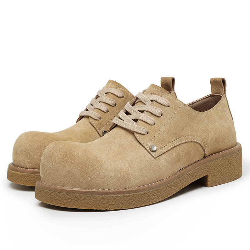 Round Head Leisure Platform Big Derby Leather Shoes