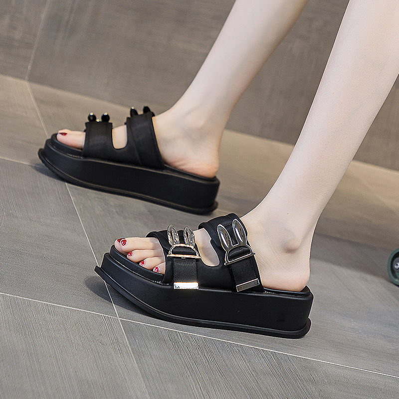 Women's Outdoor Rabbit Buckle Fashion Summer Seaside Slippers