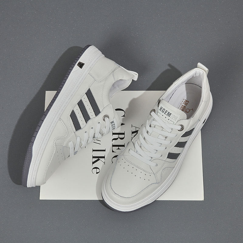 Men's Layer Cowhide Summer White Genuine Sports Sneakers