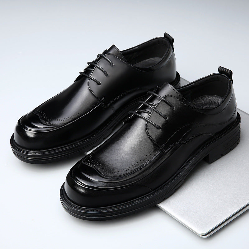 Men's Top Layer Cowhide Grain Breathable Business Formal Wear Genuine Leather Shoes