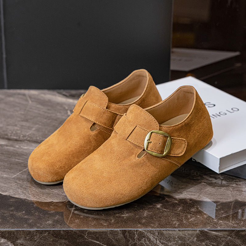 Women's Spring Arch Support Platform Buckle Pumps Flat Large Women's Casual Shoes